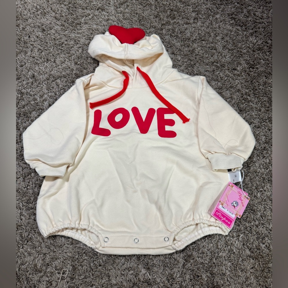 Cream and Red Love Bodysuit